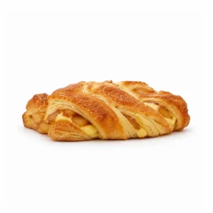 Crujiente artesanal de crema y manzana con masa dorada y volumen esponjoso