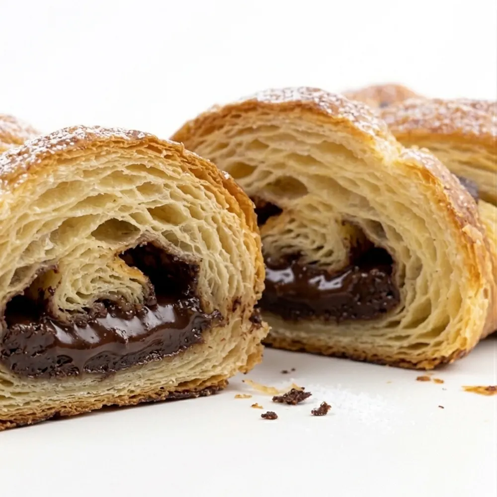 Croissant dulce relleno de chocolate.