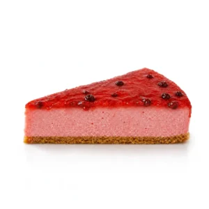 Porción de tarta de fresa y frambuesa de Valumé Catering